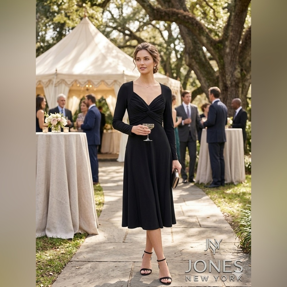 Jones New York Black Long Sleeve Dress